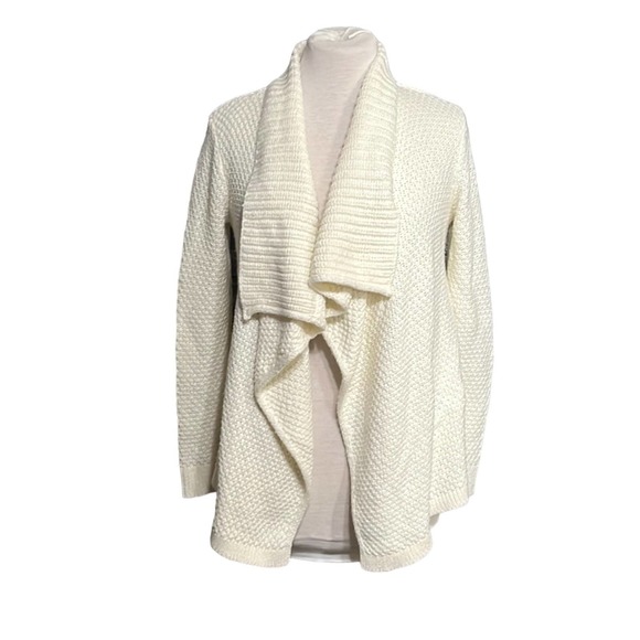 Ann Taylor Loft Petites PXS Ivory Knit Open Waterfall‎ Cardigan - Picture 1 of 4